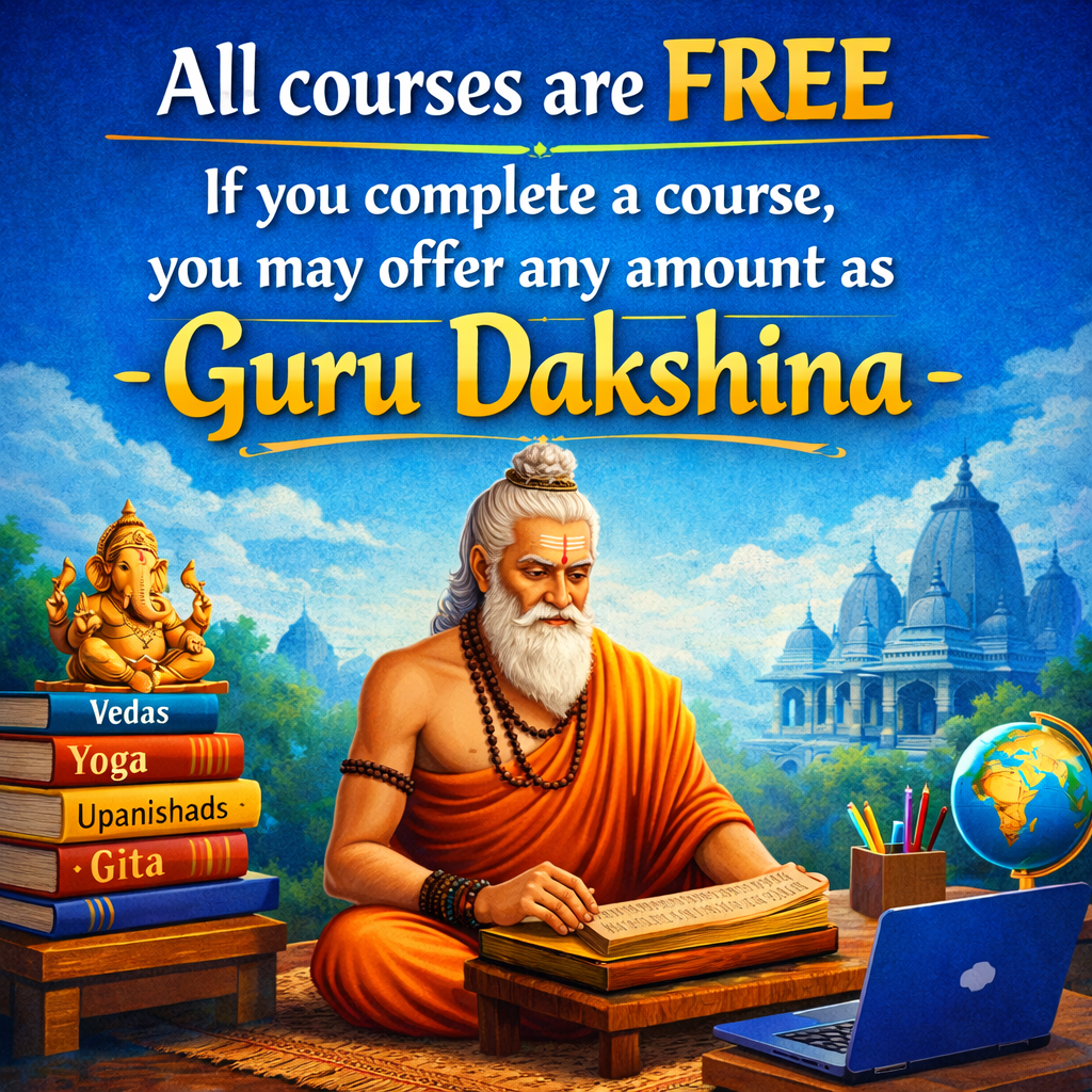 All courses are free. If you complete a course, you may offer any amount as Guru Dakshina.